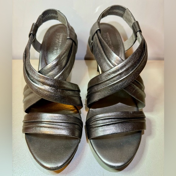 Kenneth Cole Reaction leather Heels Silver Metallic Women’s Shoe 7 - Picture 4 of 16